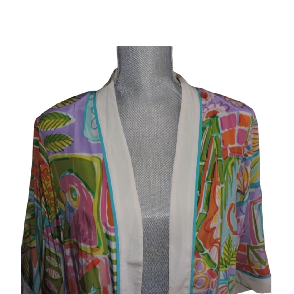 Bob Mackie Silk Shirt Open Front Blouse Small - Picture 2 of 13